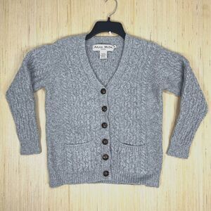 Aran Mor Cable Knit V-Neck Cardigan - Gray